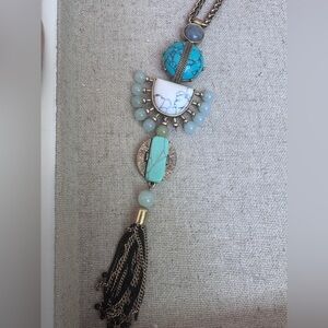 Stella & Dot Turquoise and Gold Necklace